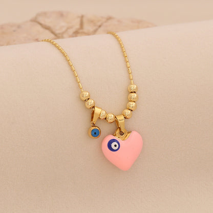 Evil Eye Heart Pendant Necklace