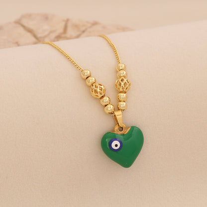 Evil Eye Heart Pendant Necklace
