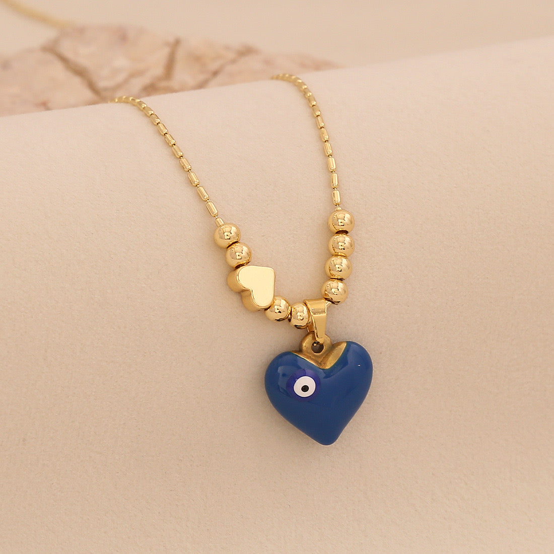 Evil Eye Heart Pendant Necklace