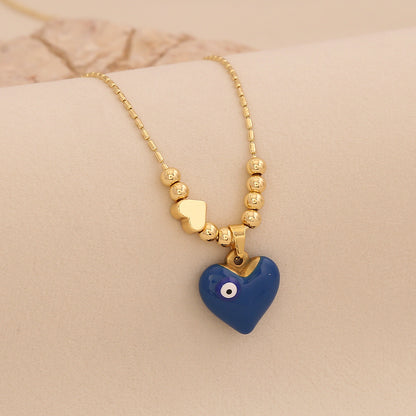 Evil Eye Heart Pendant Necklace