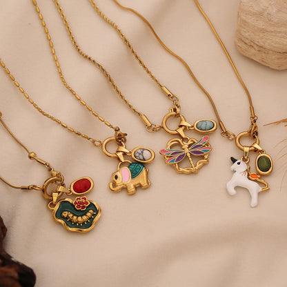 Vintage Elephant Charm Necklace