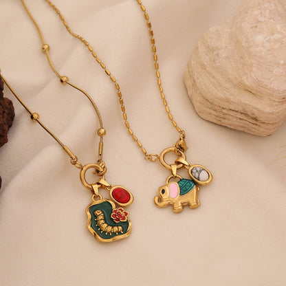 Vintage Elephant Charm Necklace