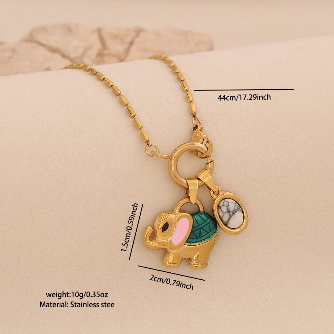 Vintage Elephant Charm Necklace