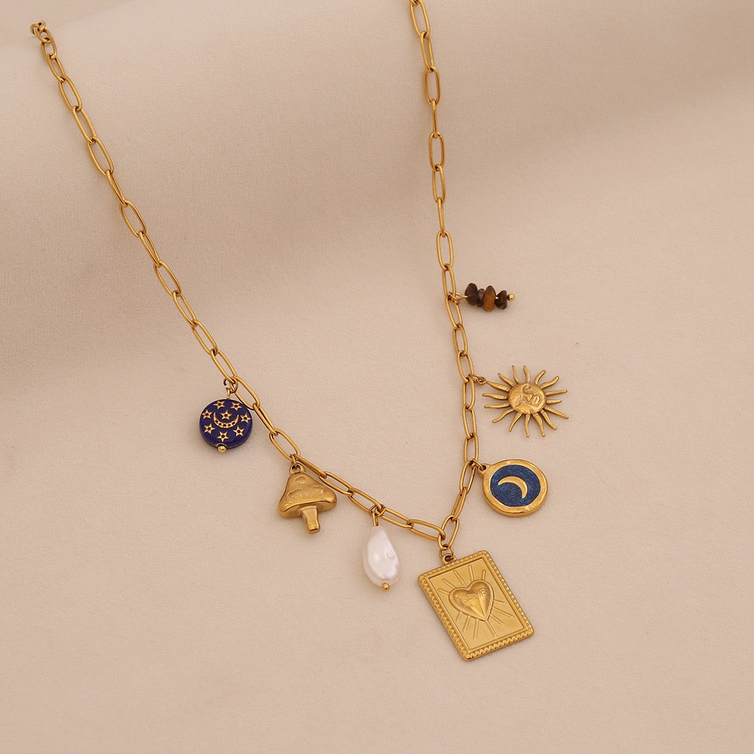 Lunar Heart Charm Necklace