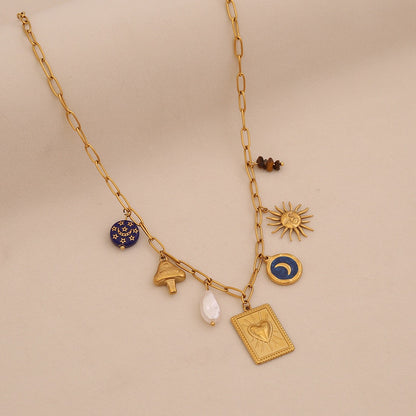 Lunar Heart Charm Necklace