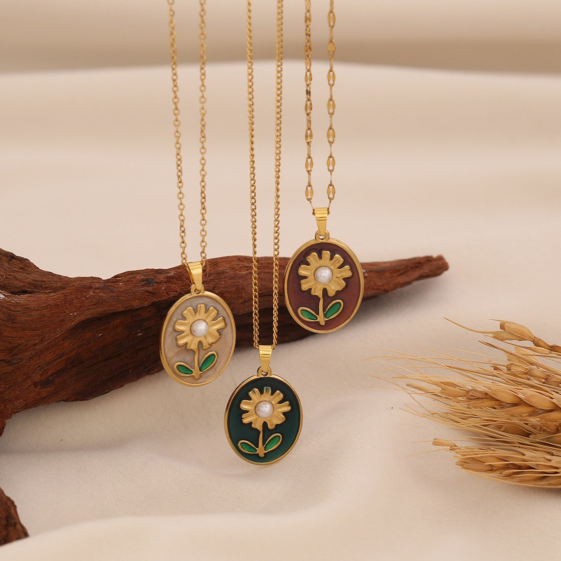 Golden Sunflower Pendant Necklace