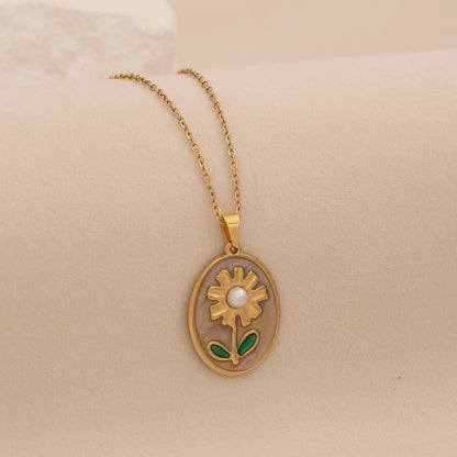 Golden Sunflower Pendant Necklace