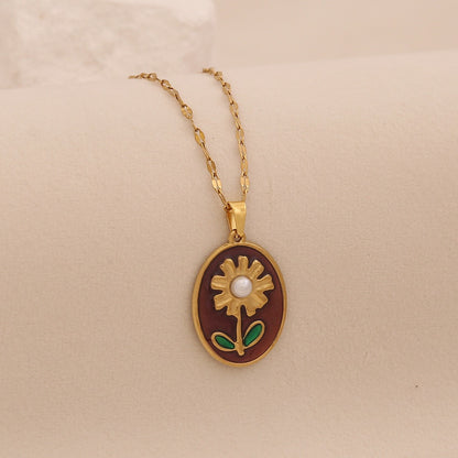 Golden Sunflower Pendant Necklace