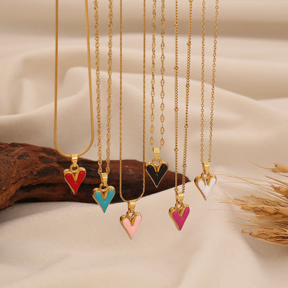 French Enamel Heart Necklace