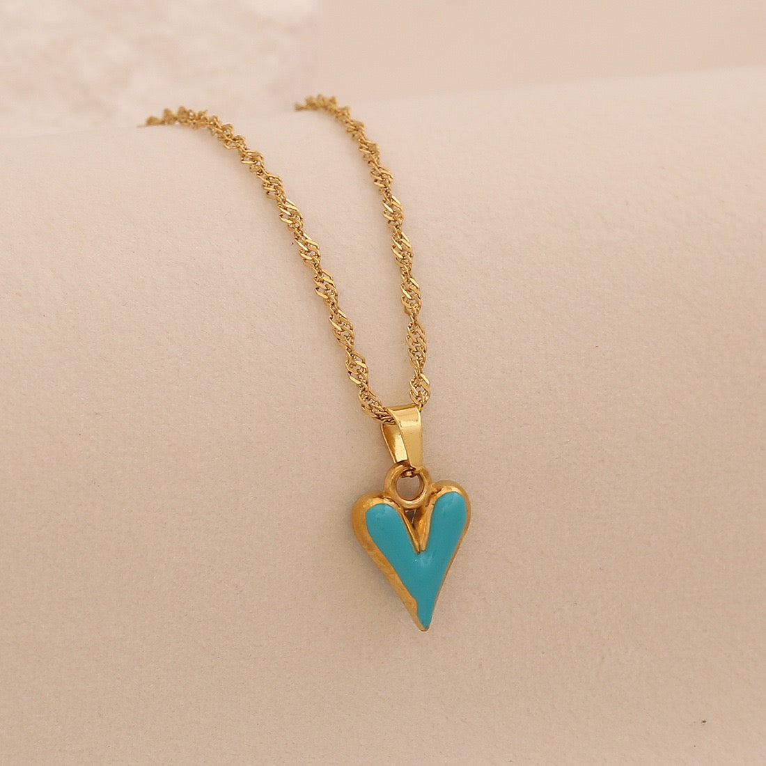 French Enamel Heart Necklace