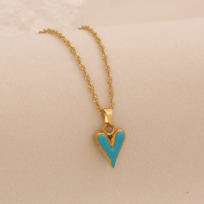 French Enamel Heart Necklace