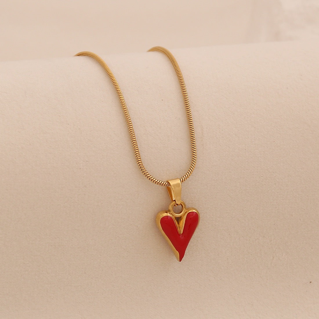 French Enamel Heart Necklace