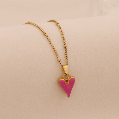 French Enamel Heart Necklace