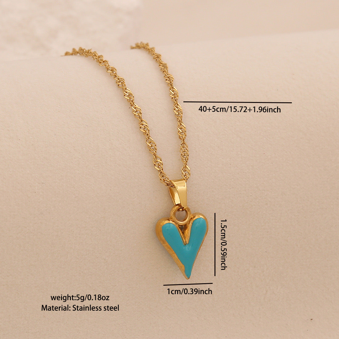 French Enamel Heart Necklace
