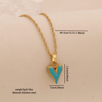 French Enamel Heart Necklace