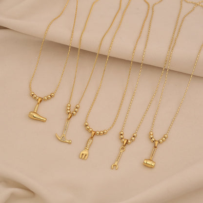 Golden Tool Charm Necklace