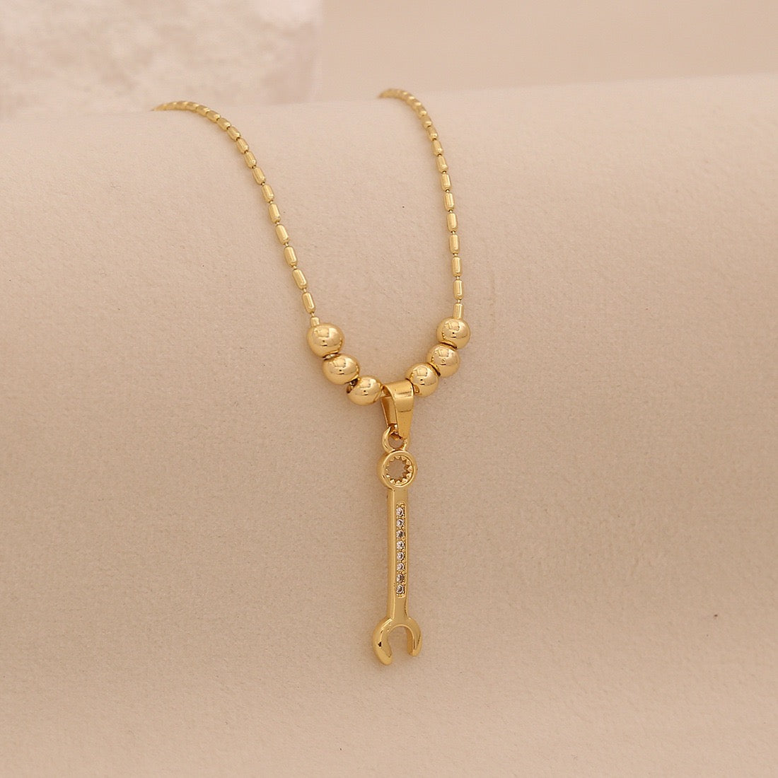 Golden Tool Charm Necklace