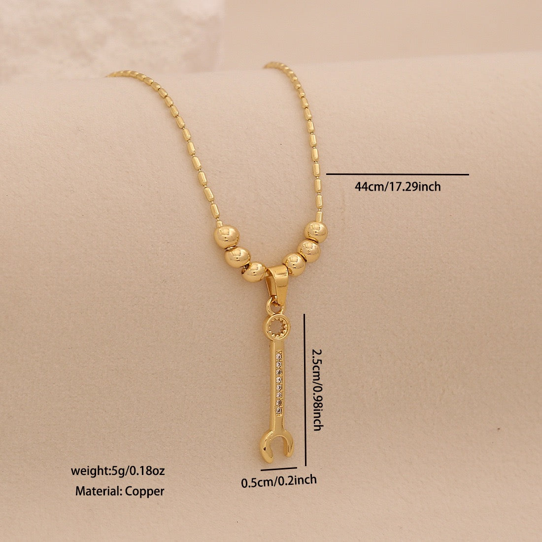 Golden Tool Charm Necklace