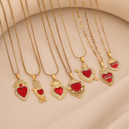 Crimson Zircon Heart Necklace