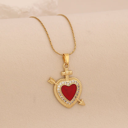 Crimson Zircon Heart Necklace