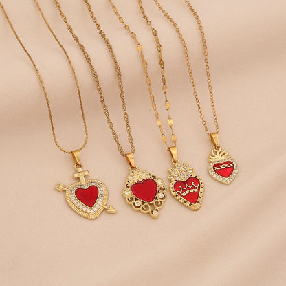 Crimson Zircon Heart Necklace
