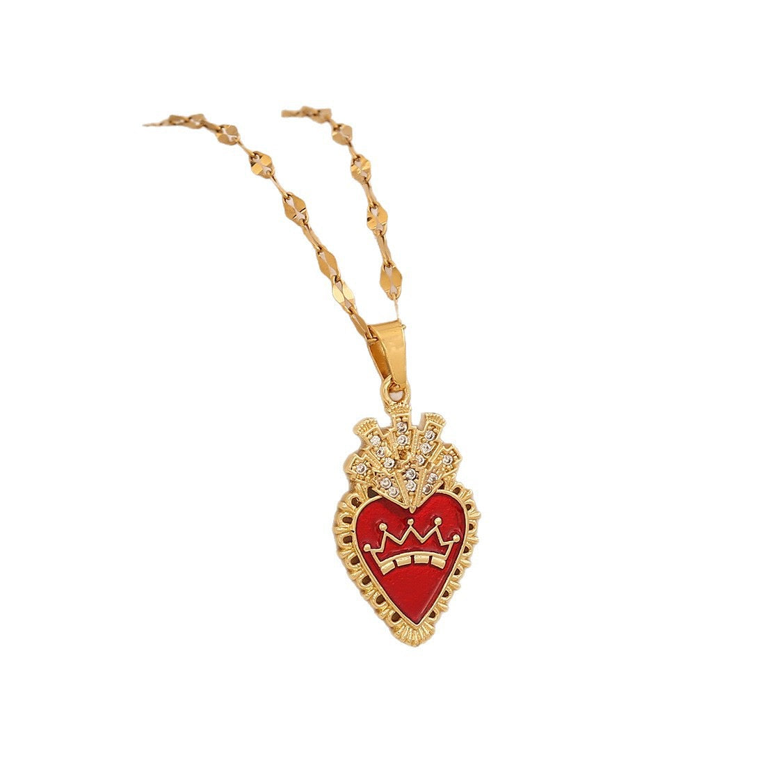 Crimson Zircon Heart Necklace