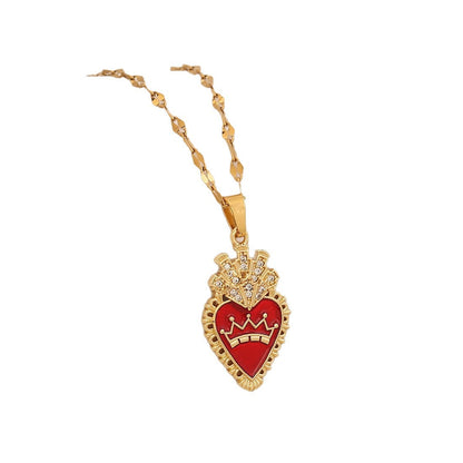 Crimson Zircon Heart Necklace