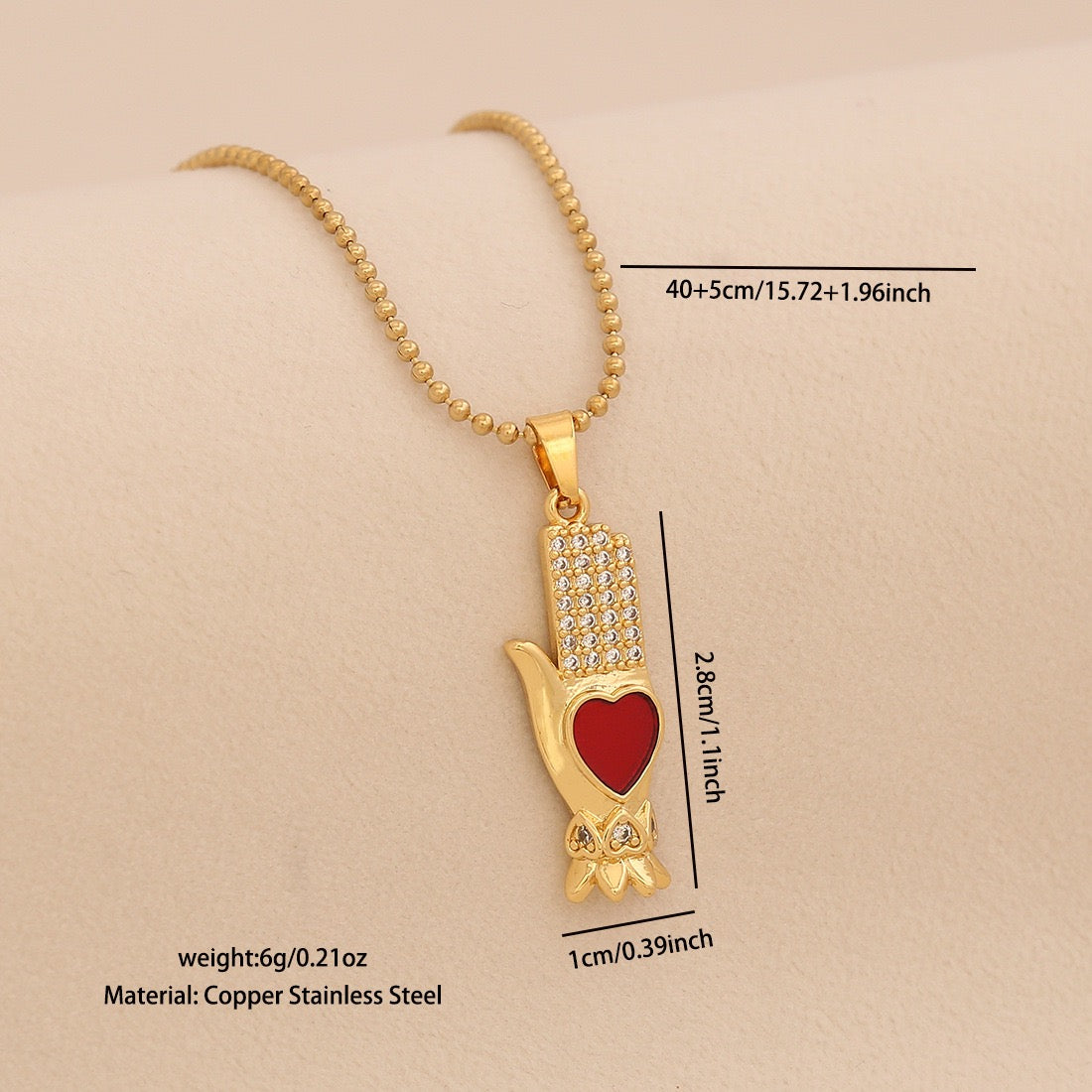 Crimson Zircon Heart Necklace