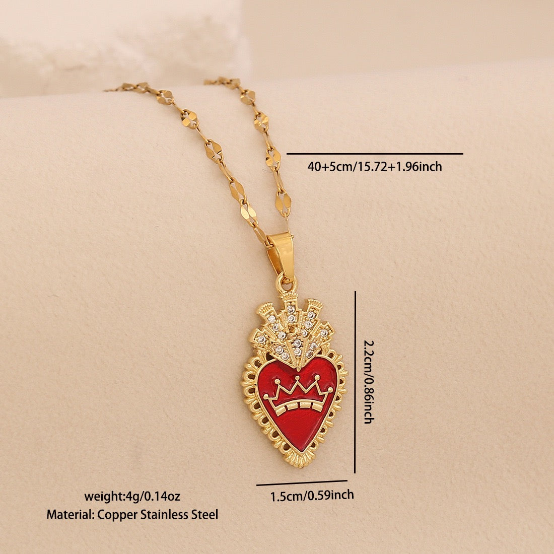 Crimson Zircon Heart Necklace