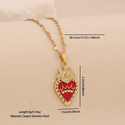 Crimson Zircon Heart Necklace