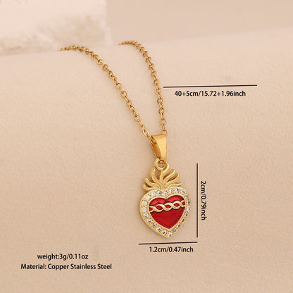 Crimson Zircon Heart Necklace