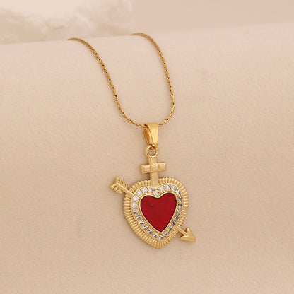 Crimson Zircon Heart Necklace