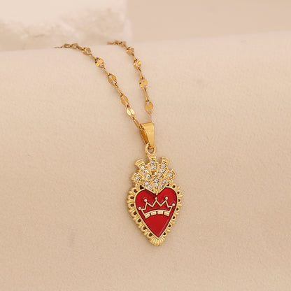 Crimson Zircon Heart Necklace