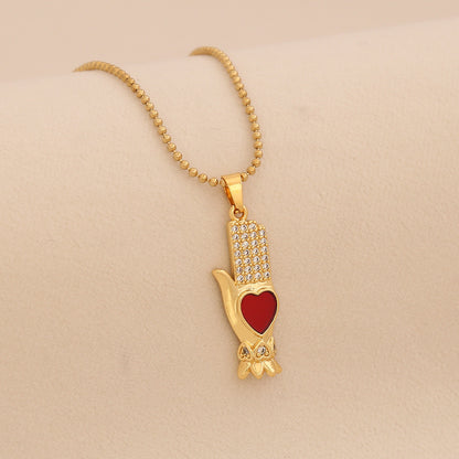 Crimson Zircon Heart Necklace