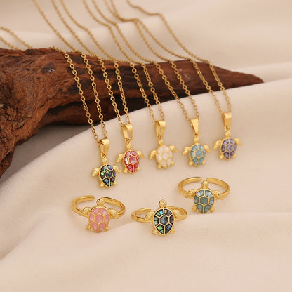 Ocean Turtle Shell Pendant Necklace