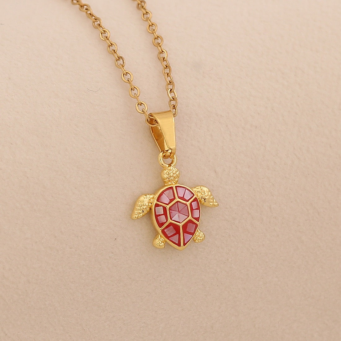 Ocean Turtle Shell Pendant Necklace