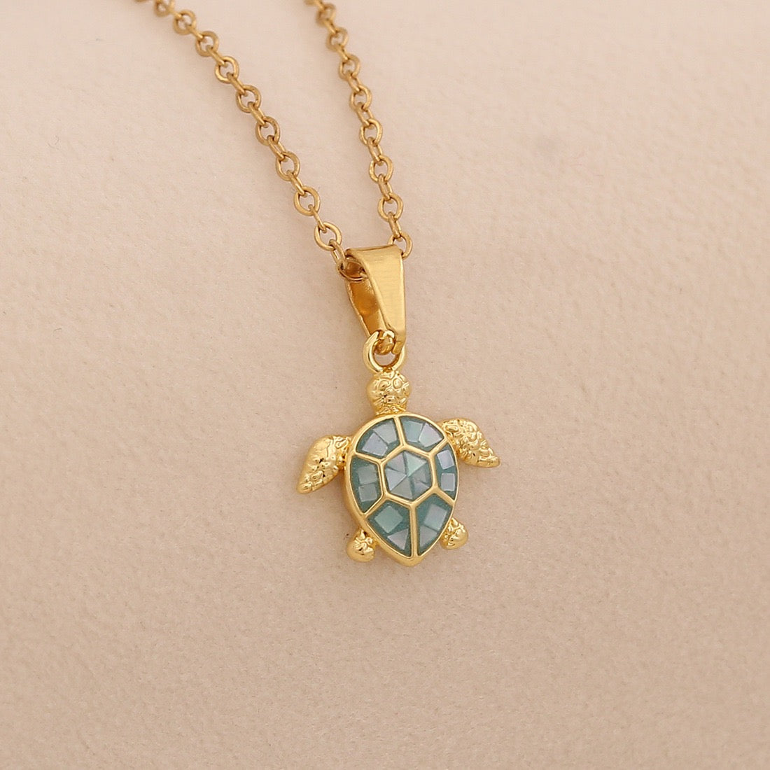 Ocean Turtle Shell Pendant Necklace