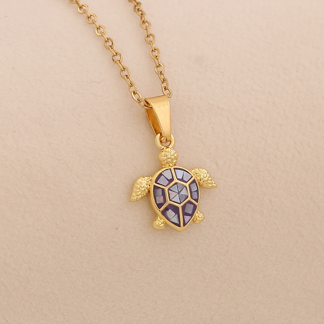 Ocean Turtle Shell Pendant Necklace